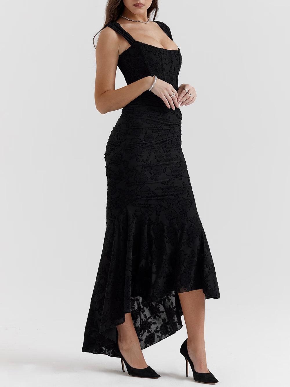 Giulia | Vestido maxi floral azul campanula