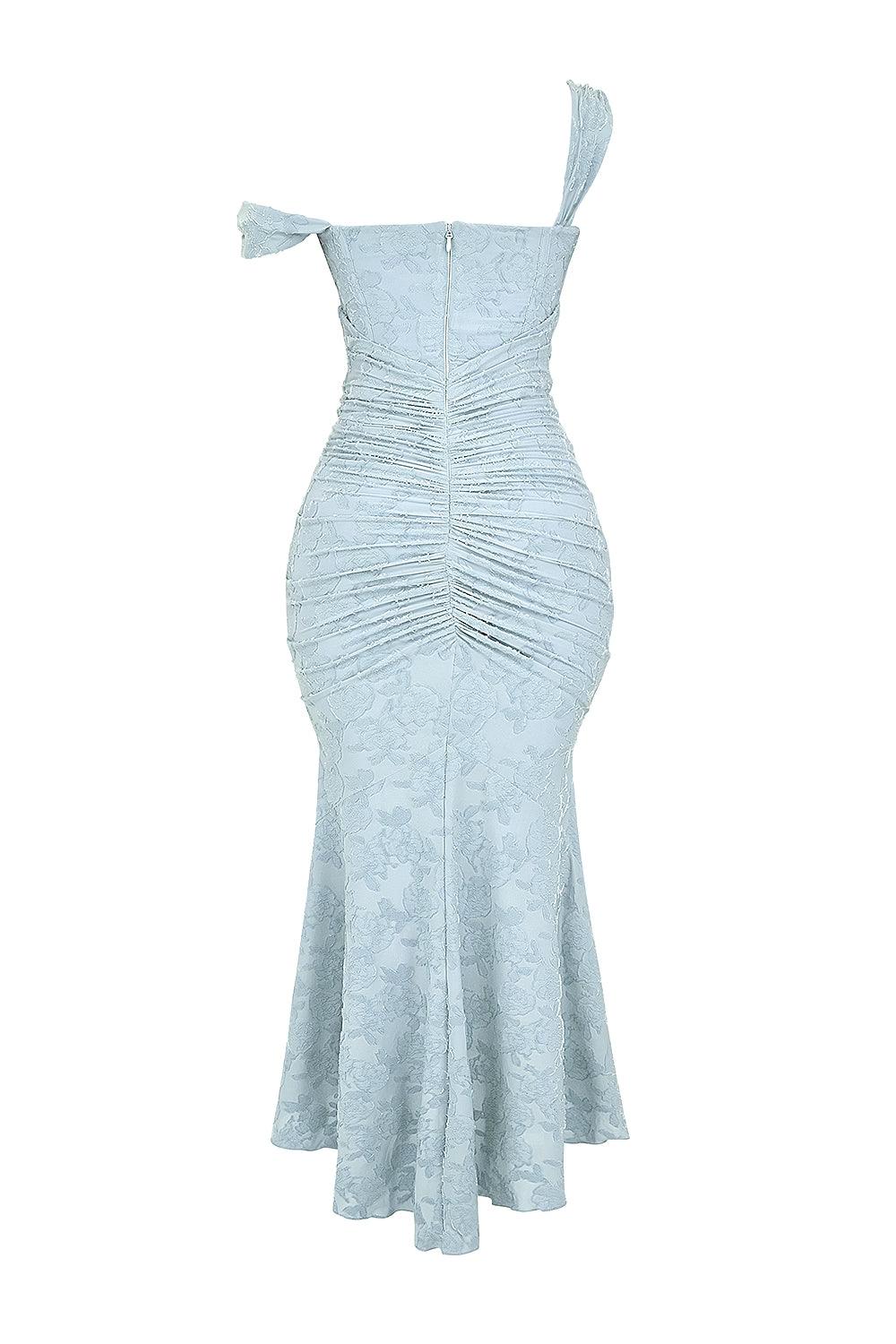 Giulia | Vestido maxi floral azul campanula
