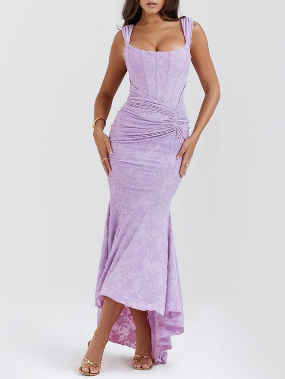 Giulia | Vestido maxi floral azul campanula