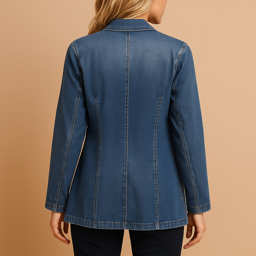 Blazer de denim con ajuste entallado para mujeres | Yvette