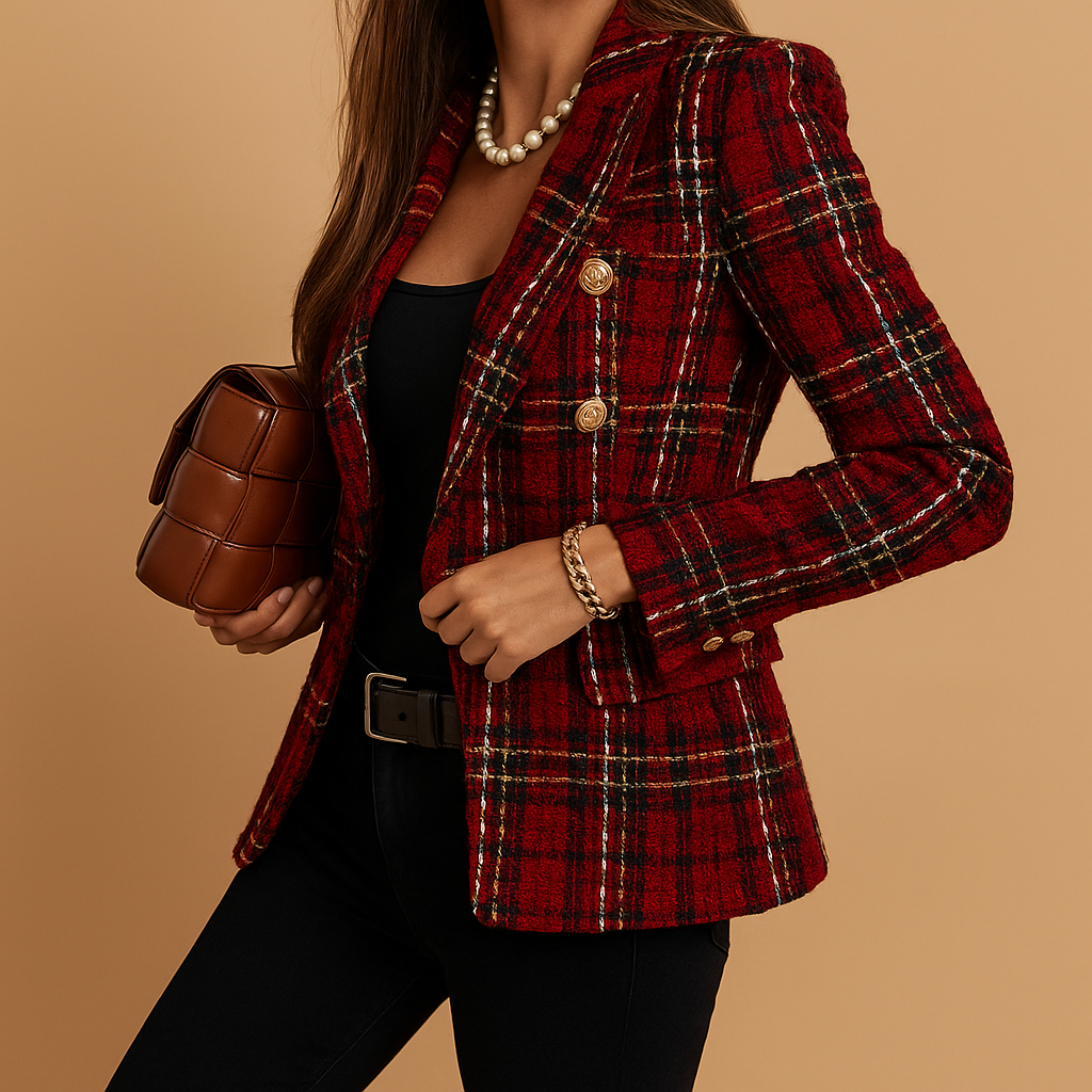 Blazer de rayas de doble botonadura para mujeres | Elvira