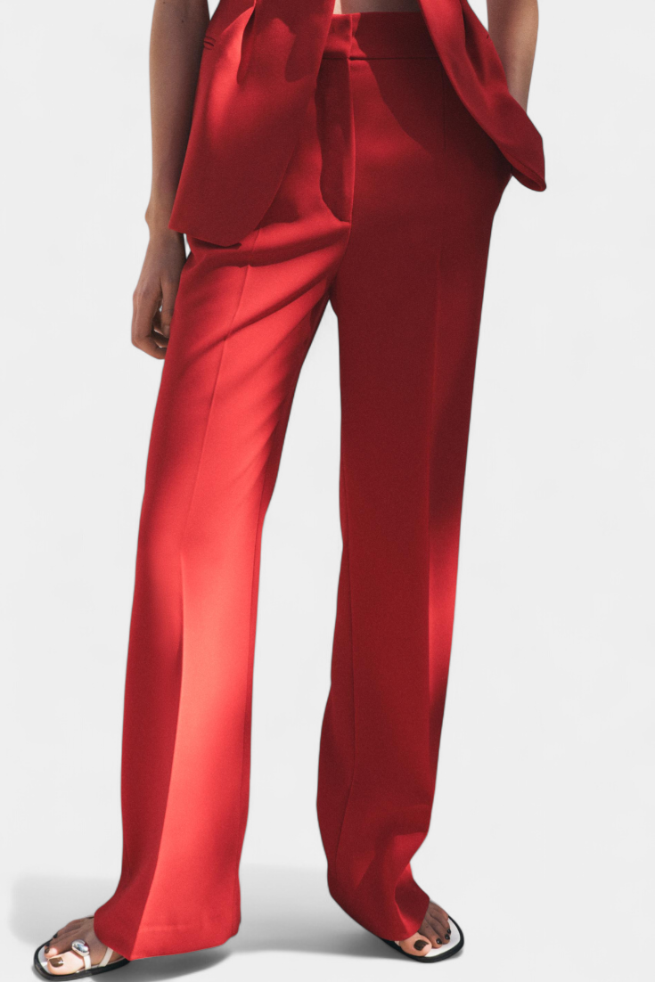 Conjunto Clásico de Chaleco con Cinturón y Pantalón de Pierna Ancha Carlen