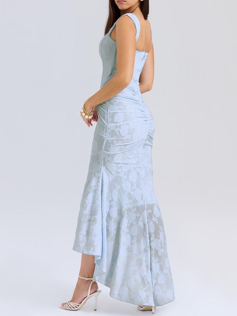 Giulia | Vestido maxi floral azul campanula