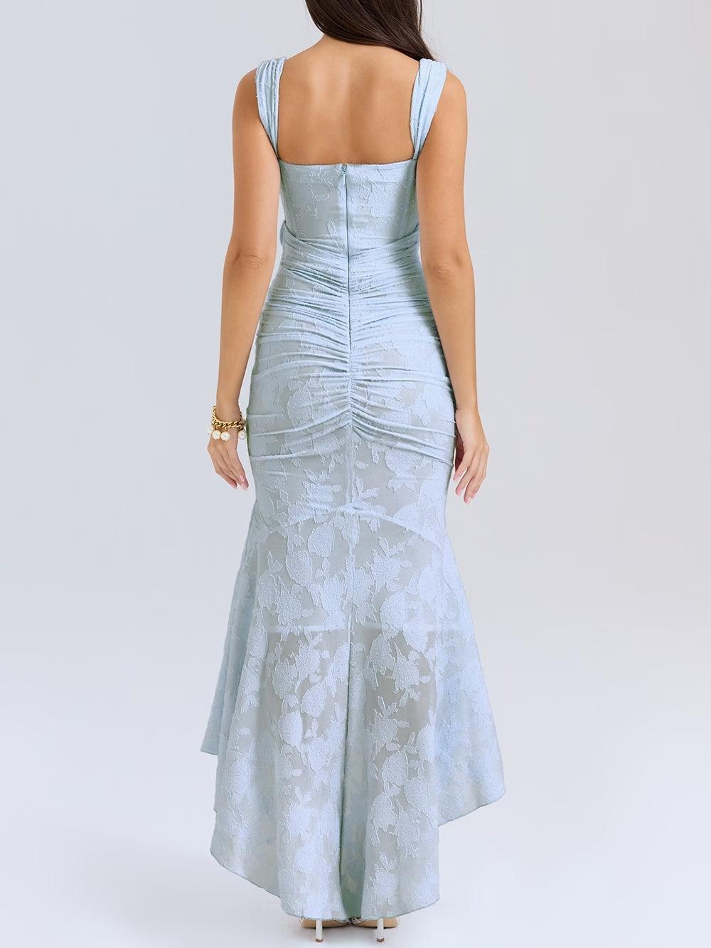 Giulia | Vestido maxi floral azul campanula