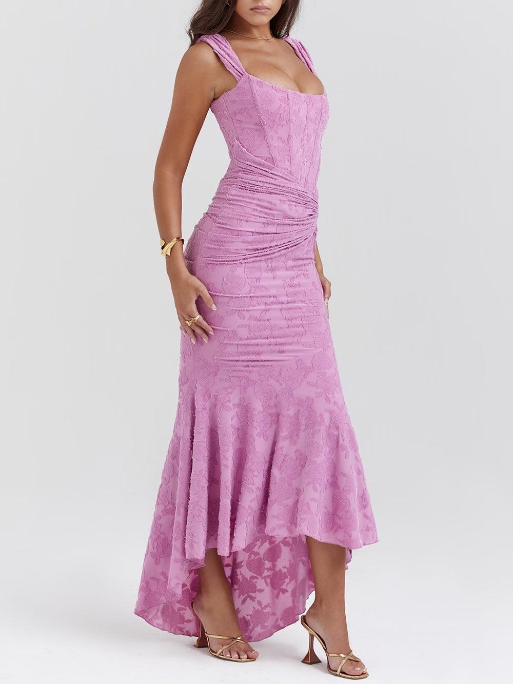 Giulia | Vestido maxi floral azul campanula