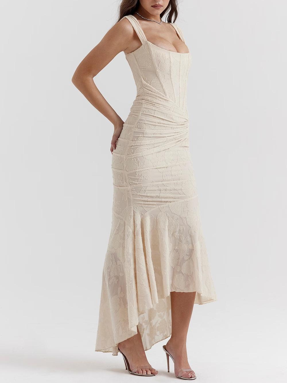 Giulia | Vestido maxi floral azul campanula
