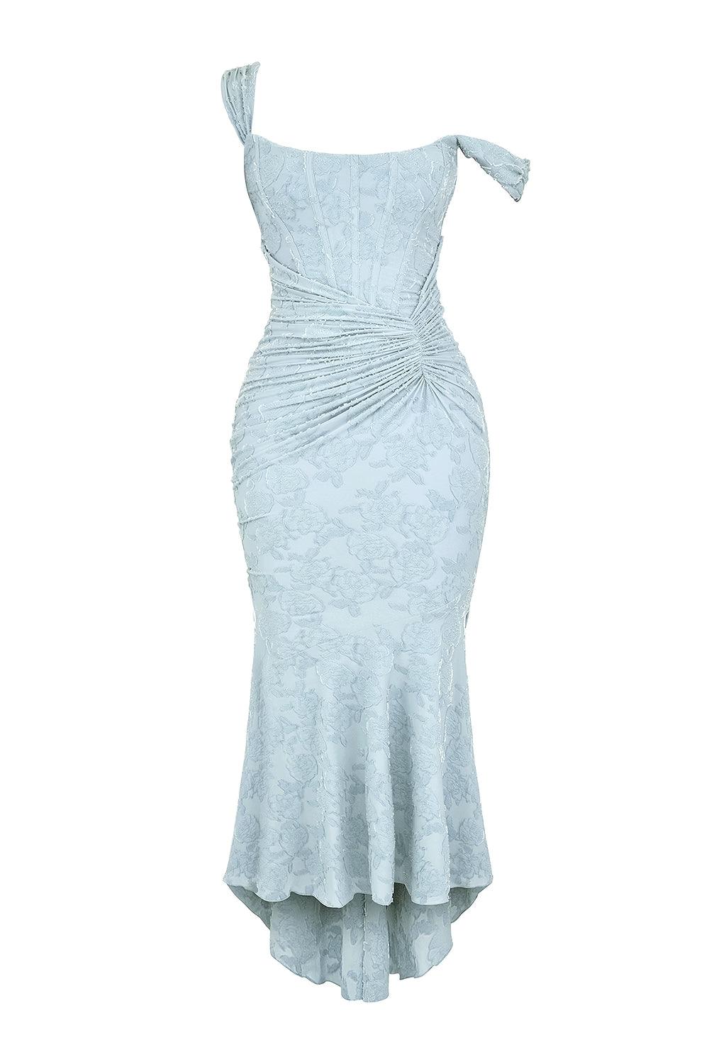 Giulia | Vestido maxi floral azul campanula