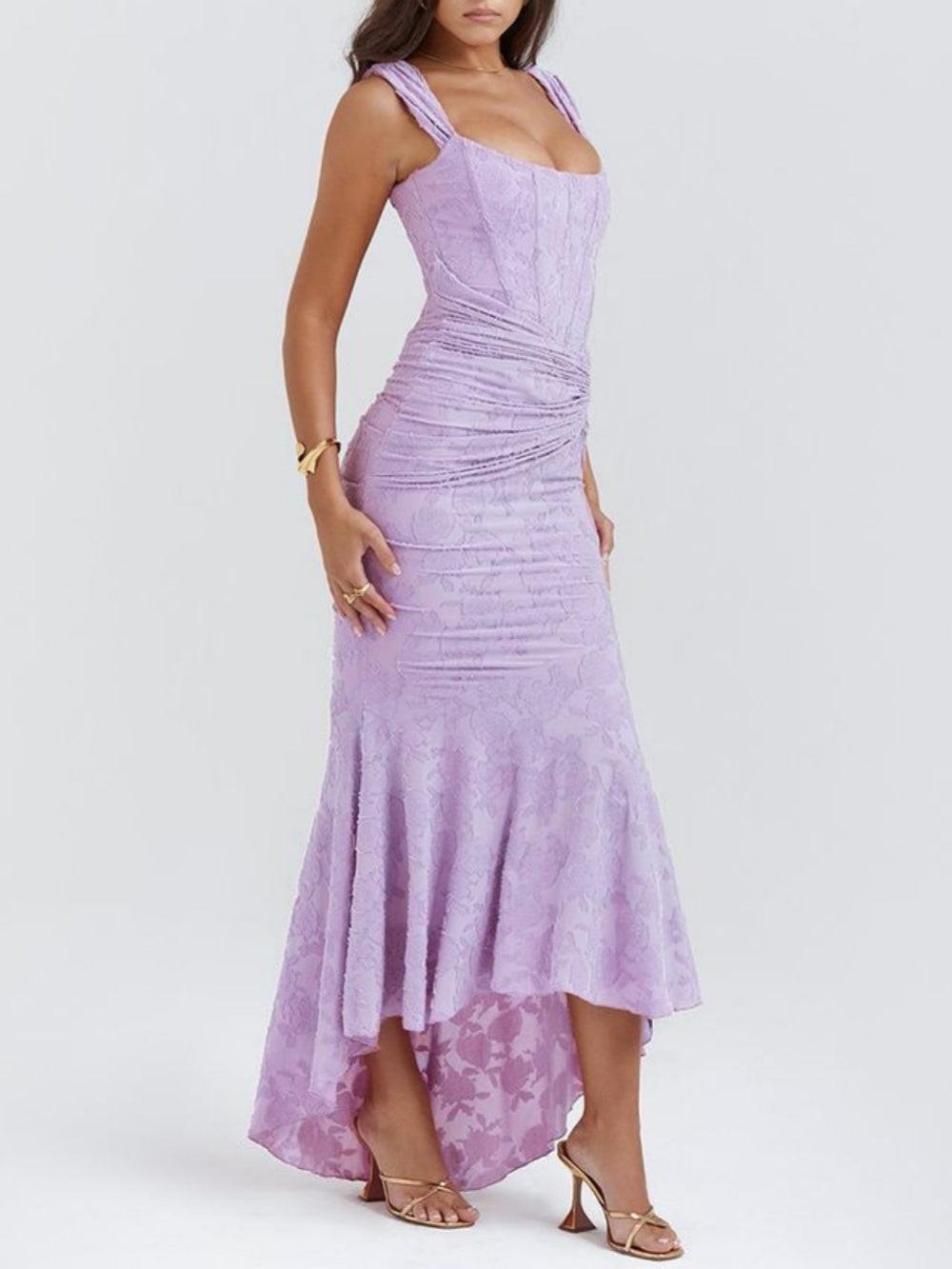 Giulia | Vestido maxi floral azul campanula