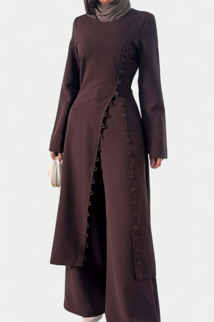 Melissa Casual Soft Blouse with Buttons and Long Pants Set