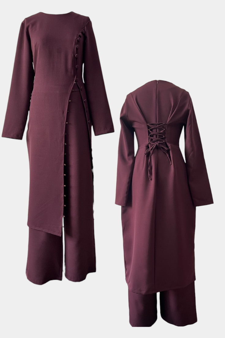 Melissa Casual Soft Blouse with Buttons and Long Pants Set