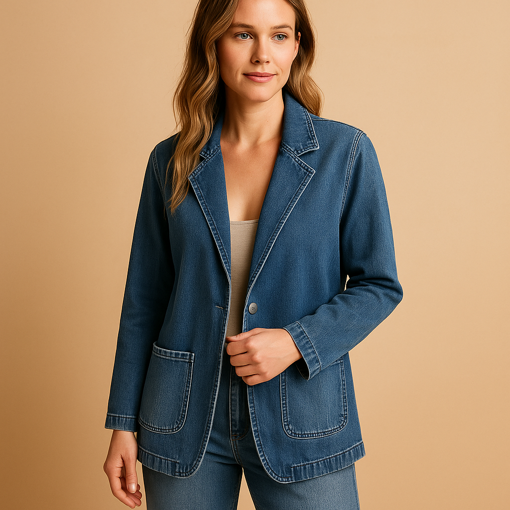 Blazer de denim con ajuste entallado para mujeres | Yvette