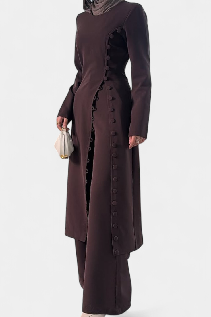 Melissa Casual Soft Blouse with Buttons and Long Pants Set
