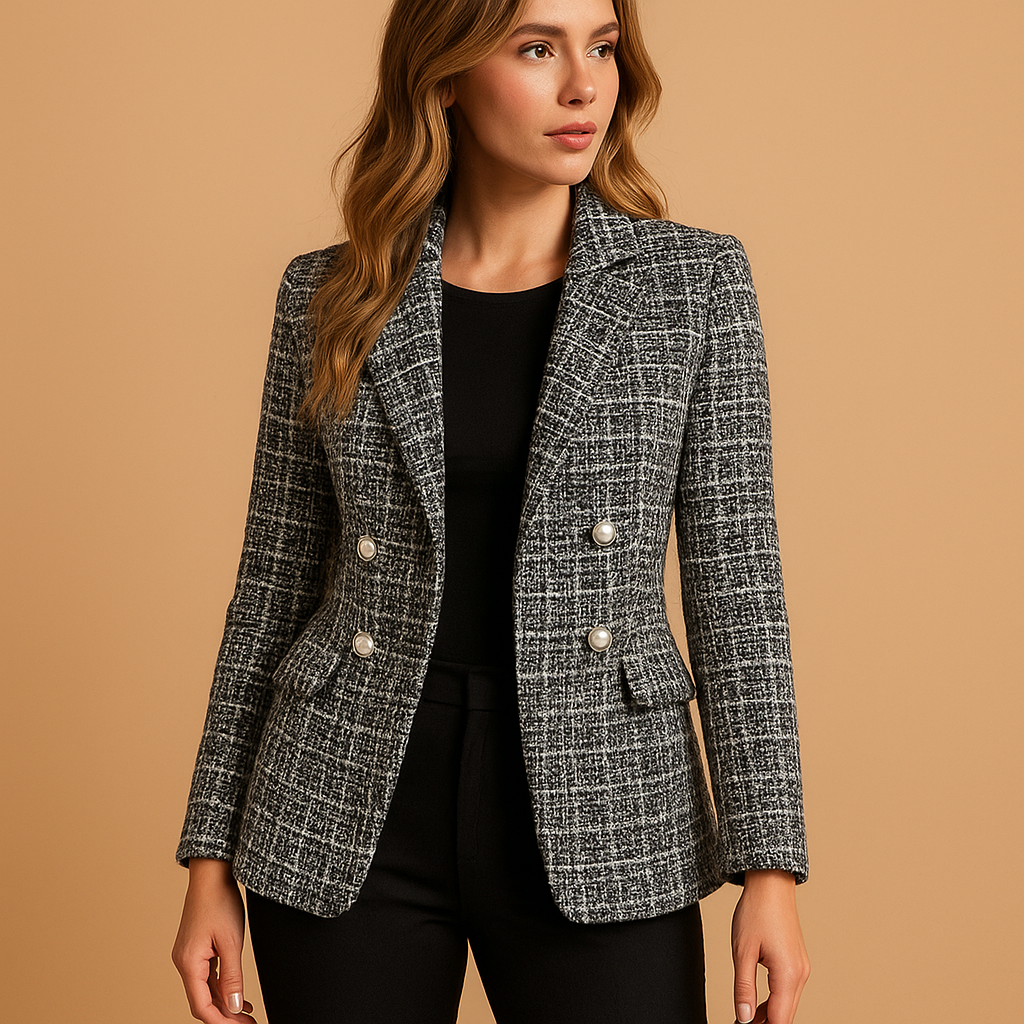Blazer a cuadros con ajuste entallado para mujeres | Mirte