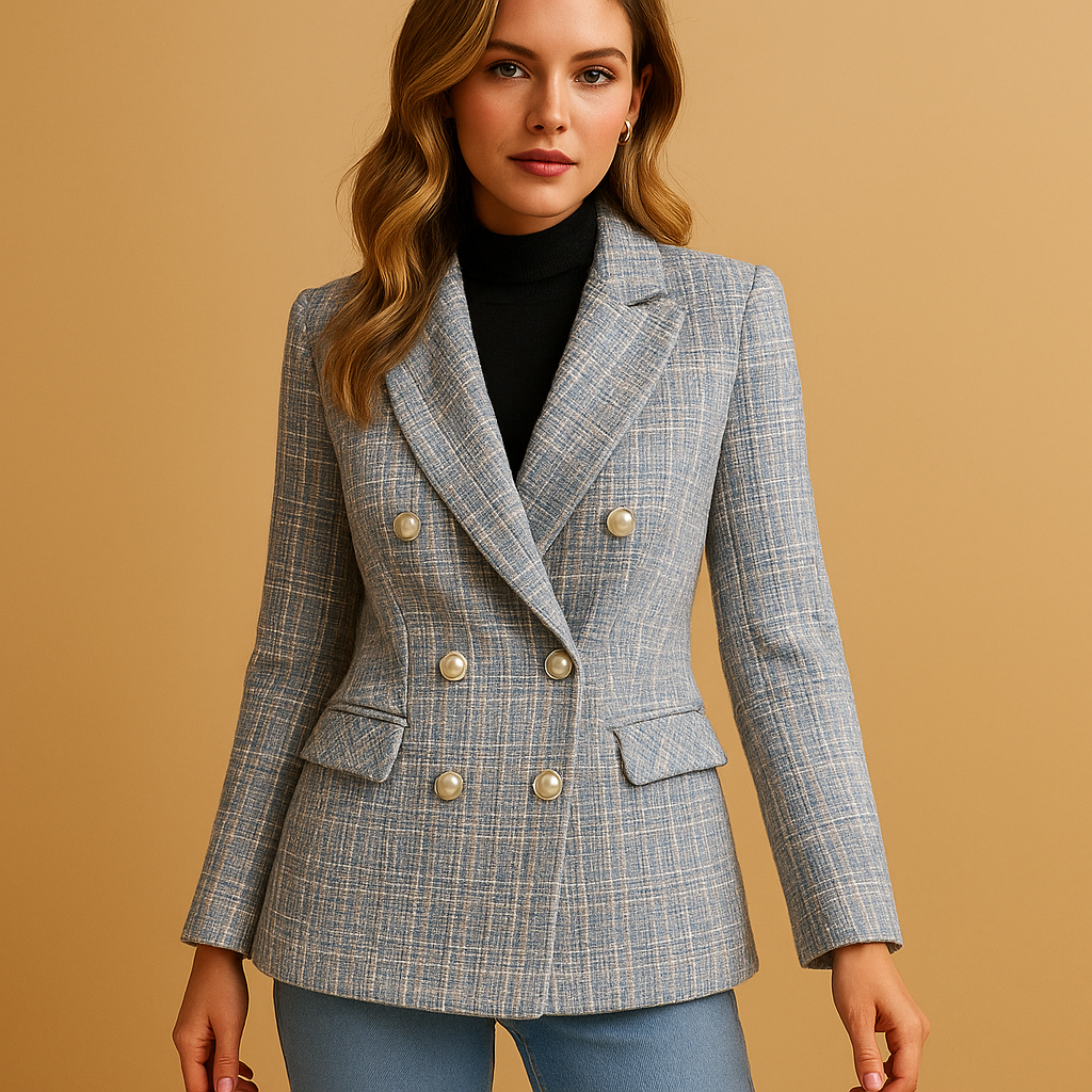Blazer a cuadros con ajuste entallado para mujeres | Mirte