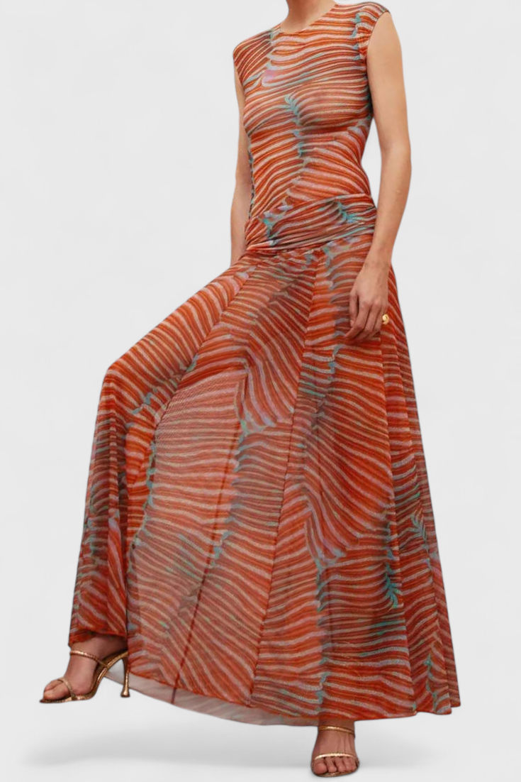 Silvina Retro Mesh Set with Wave Print and Flowing Cut