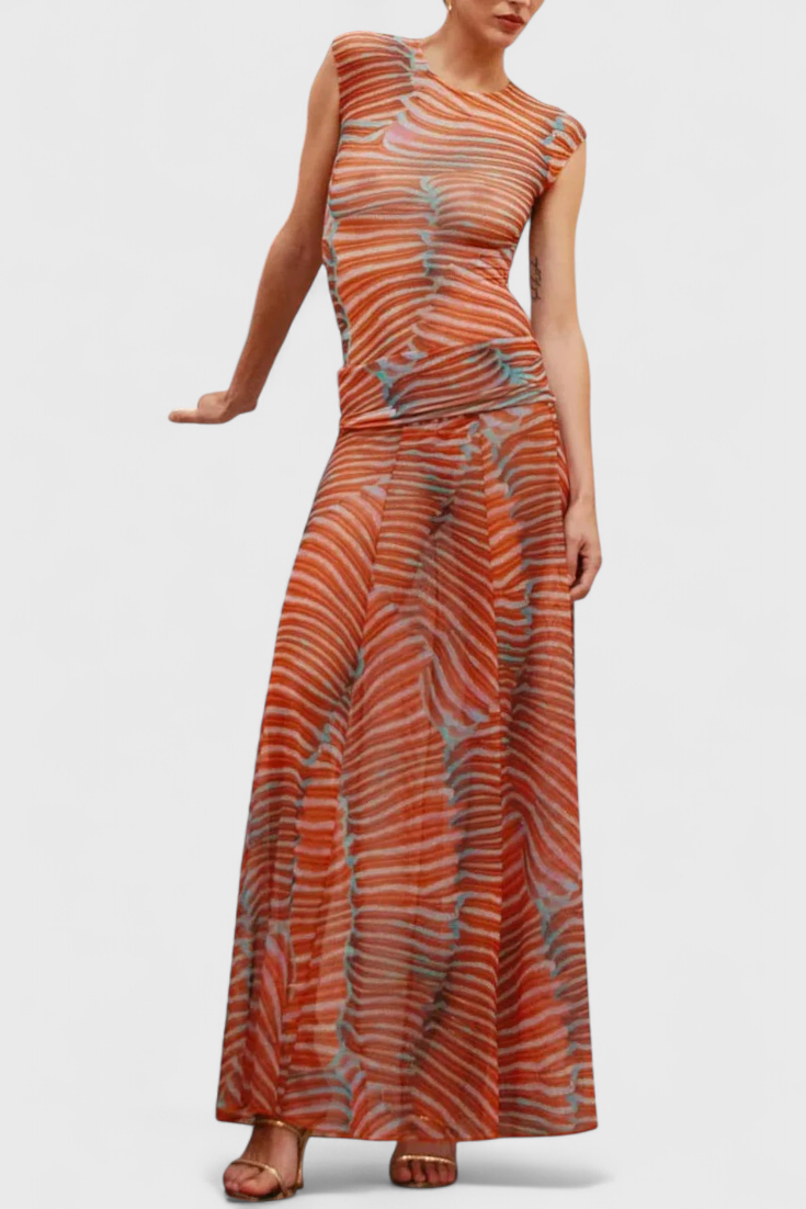 Silvina Retro Mesh Set with Wave Print and Flowing Cut