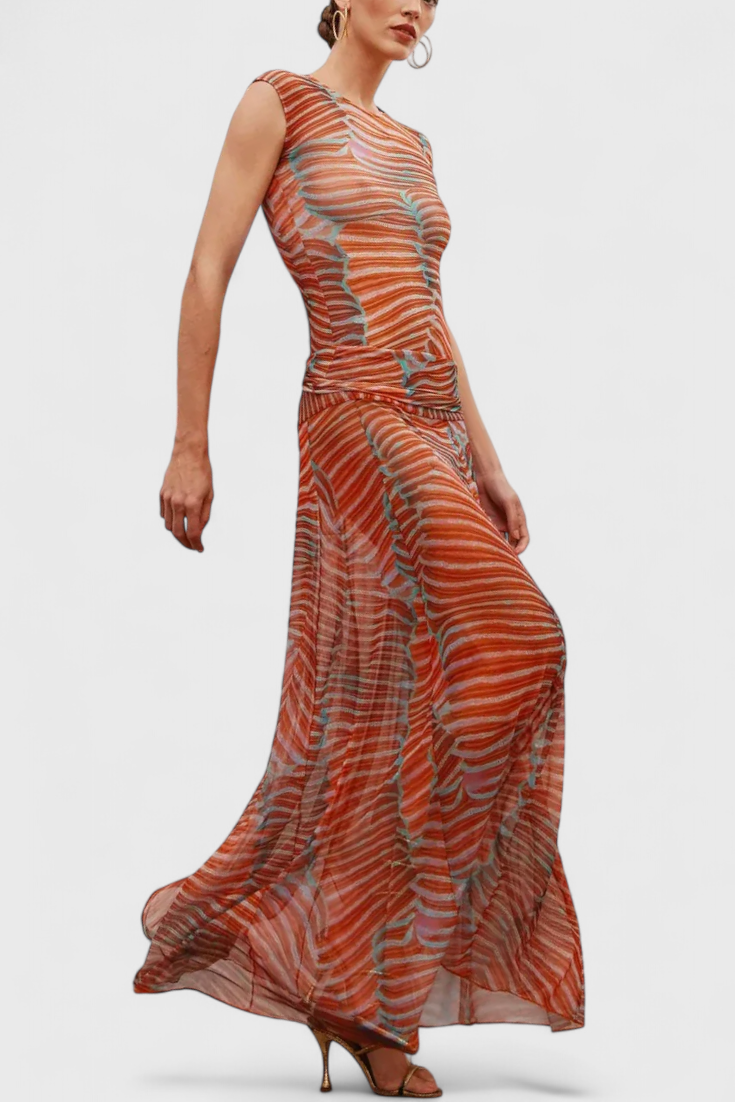 Silvina Retro Mesh Set with Wave Print and Flowing Cut