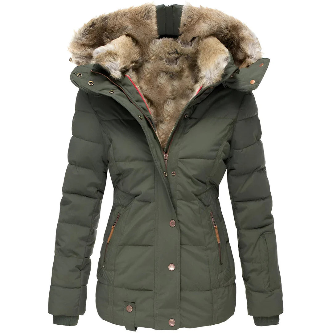 Chaqueta Acolchada Anamaria con Capucha y Diseño Ajustado