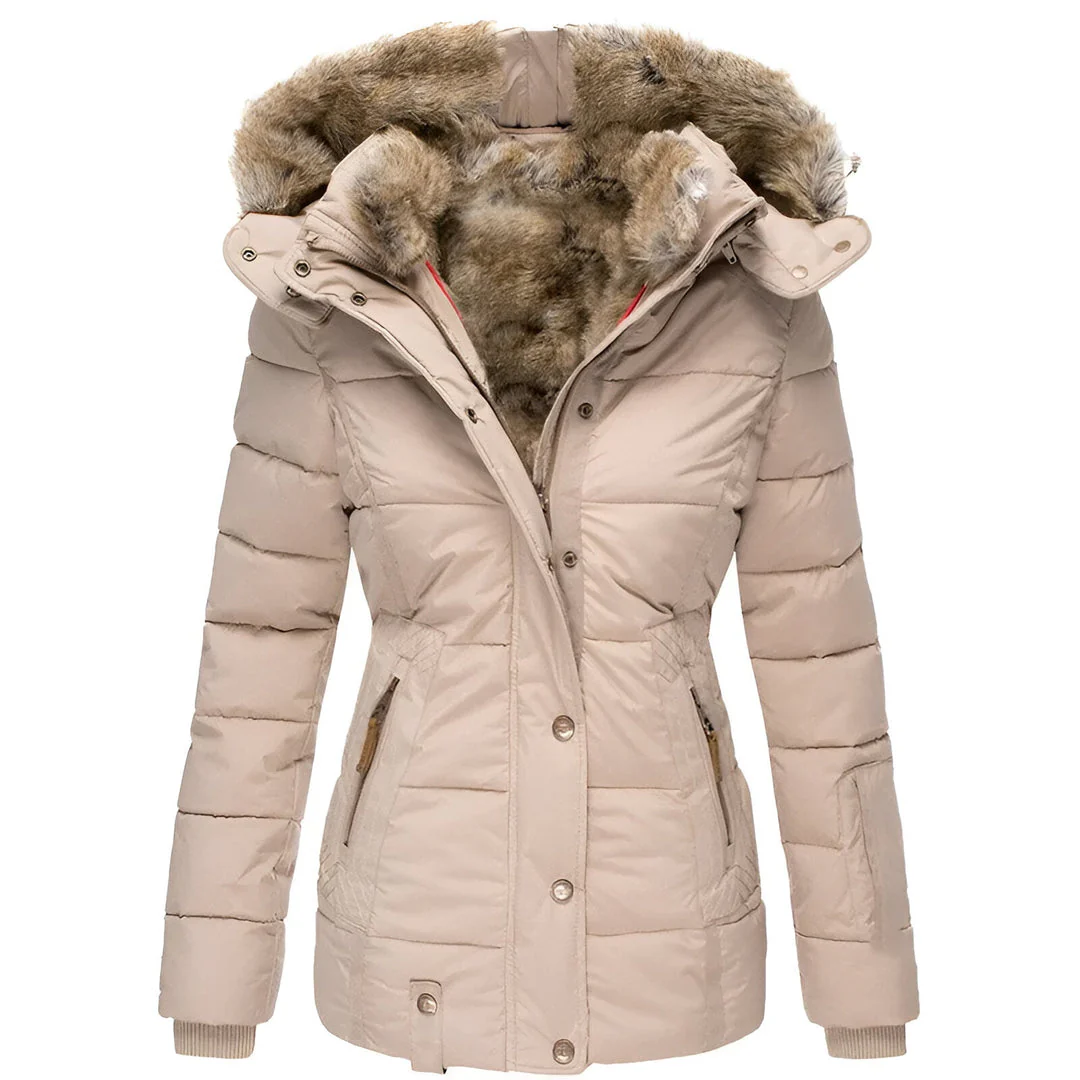 Chaqueta Acolchada Anamaria con Capucha y Diseño Ajustado