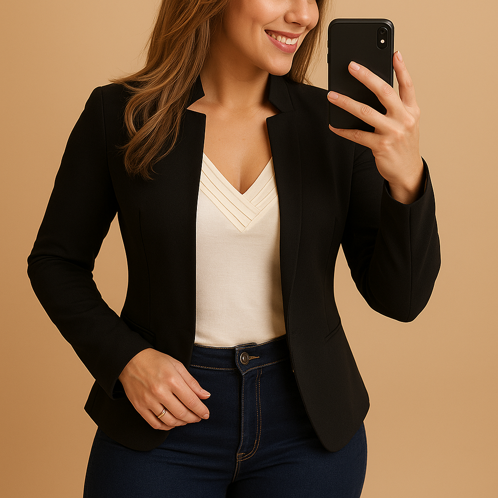 Blazer ligero con cuello de solapa para mujeres | Karlijn