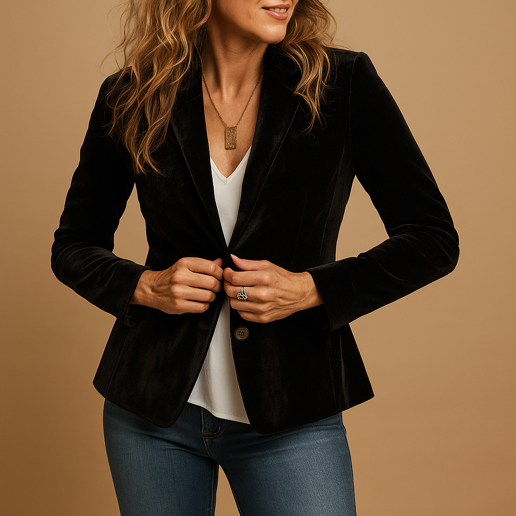 Blazer slim-fit retro con solapas y bolsillos para mujeres | Evelien