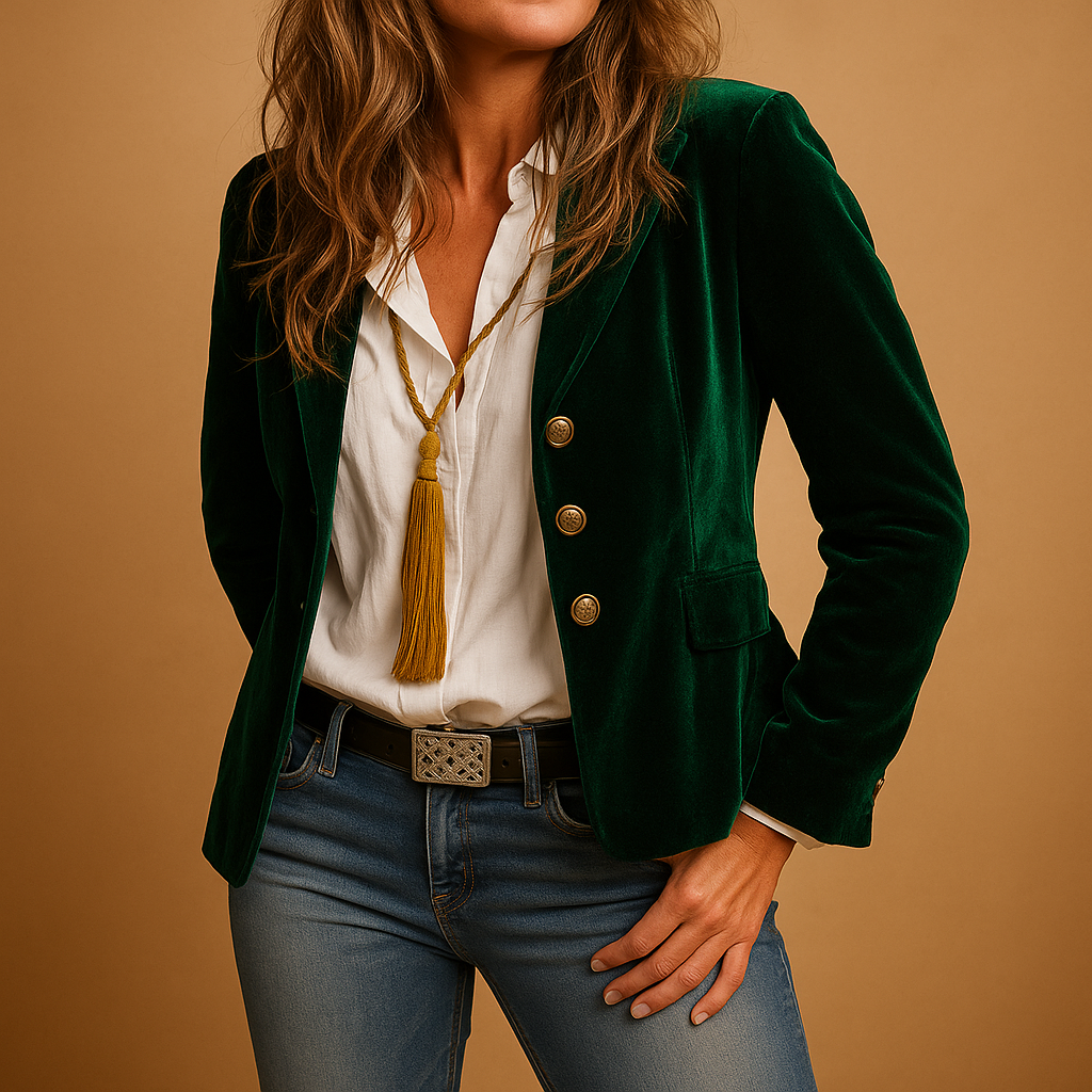 Blazer slim-fit retro con solapas y bolsillos para mujeres | Evelien